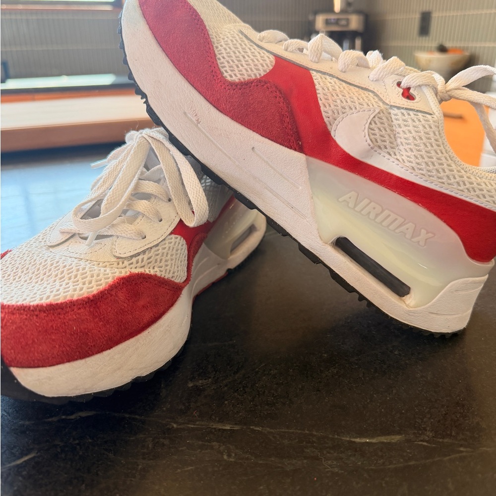 Women’s Nike Red and White AirMax-Style Athletic Sneakers